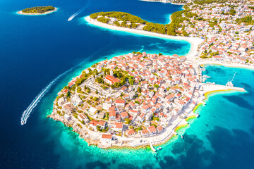 Wall Mural - Scenic town and beaches of Primosten aerial view