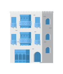 Wall Mural - Authentic Traditional Arabian House Vector Illustration. Ancient Building Of Jeddah.