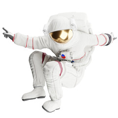Wall Mural - astronaut posing like space parson in-universe 3d render with transparent background
