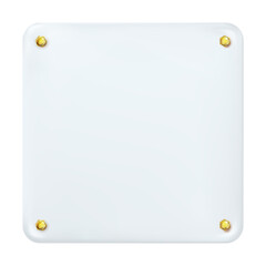 Wall Mural - White square painted plate with gold screws isolated. png