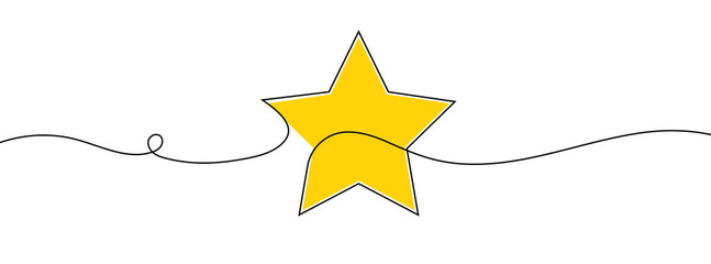 Continuous one line drawing of a star. Vector illustration