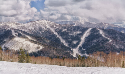 Wall Mural - Ski resort Mountain Air Resort, Yuzhno-Sakhalinsk, Russia