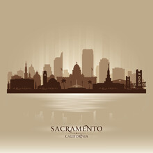 Sacramento California City Skyline Vector Silhouette