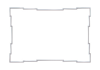 Poster - Rectangle realistic stepped frame metal or silver. isolated. Steel, photoframe template. For picture. png