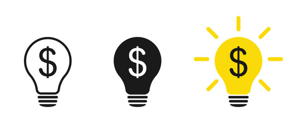 Poster - A bulb with a dollar inside. Flat style