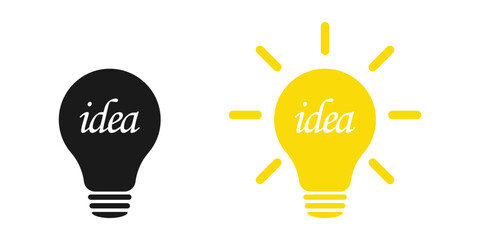 Poster - Lamp icons set. Idea lamp icon collection. Flat style - stock vector