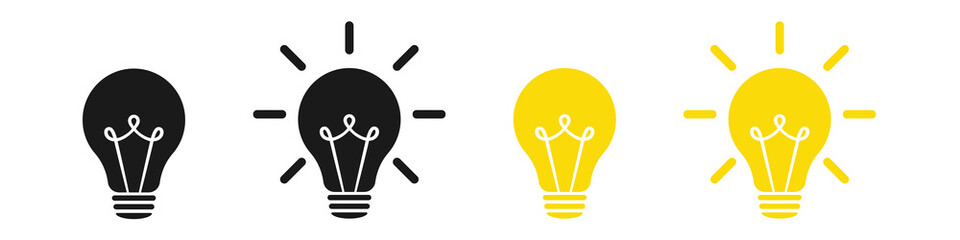 Poster - Lamp icons set. Idea lamp icon collection. Flat style - stock vector