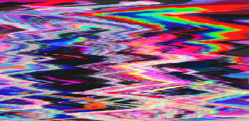 Aufkleber - Abstract retrowave background with digital pixel noise glitch artifacts like in old video VHS tape.