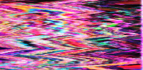 Aufkleber - Abstract retrowave background with digital pixel noise glitch artifacts like in old video VHS tape.