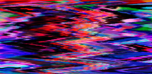 Aufkleber - Abstract retrowave background with digital pixel noise glitch artifacts like in old video VHS tape.