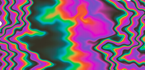 Poster - Abstract trippy background with ebru marbling texture in acid vivid colors.