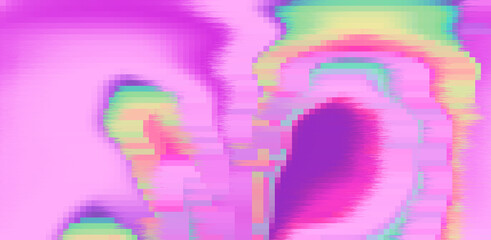 Aufkleber - Glitched and pixelated screen of a computer. Abstract background with digital noise artifacts.