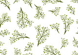 Fototapeta Sypialnia - Seamless pattern of sprigs with green leaves. Decorative plants.