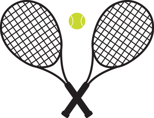 vector crossed tennis rackets and tennis ball