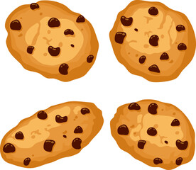 Wall Mural - vector set of chocolate chip cookies