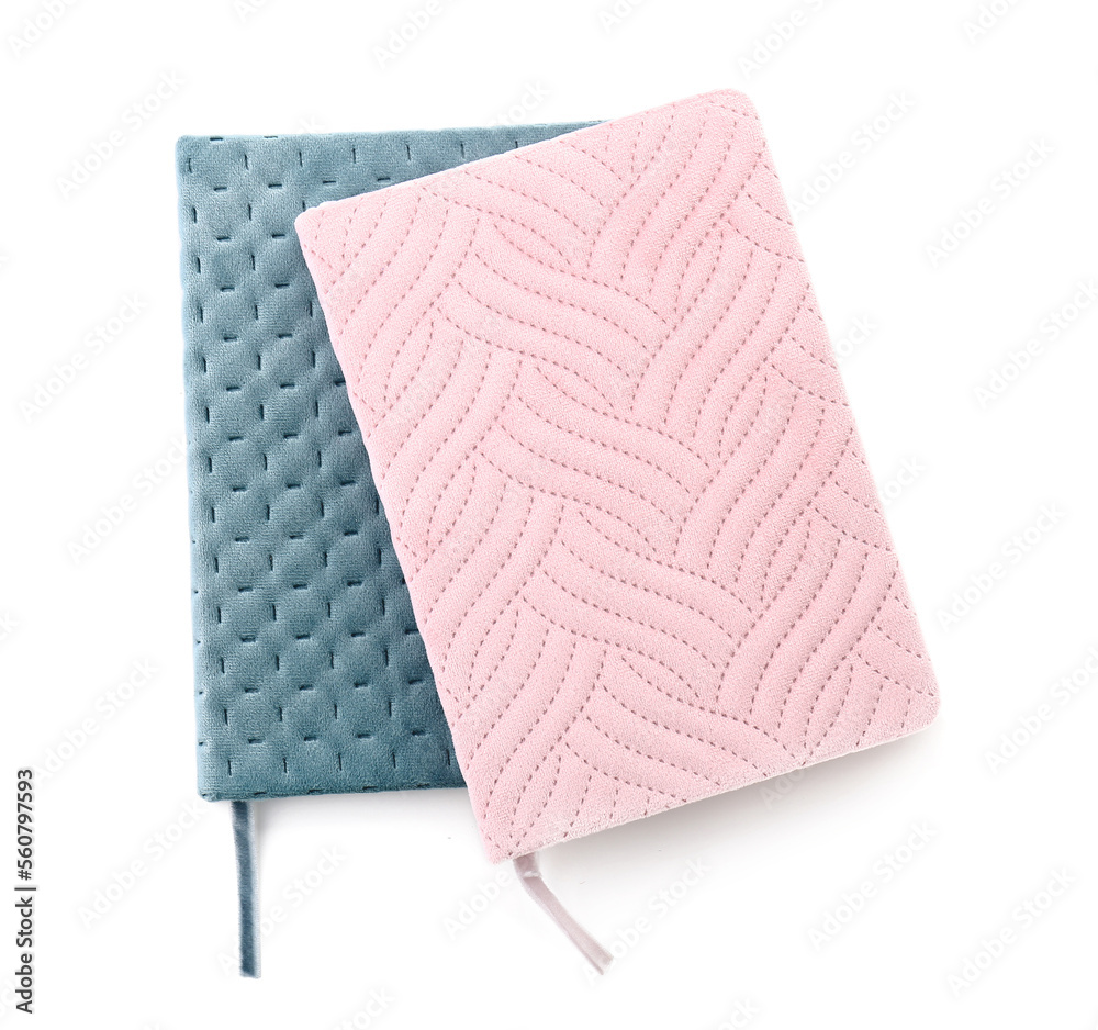 Two notebooks isolated on white background