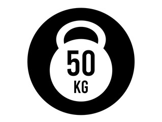 50 kg weight icon. Vector weight in kilograms isolated on white background