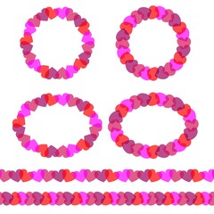 Sticker - valentine hearts circular frames and border stripe pattern vector