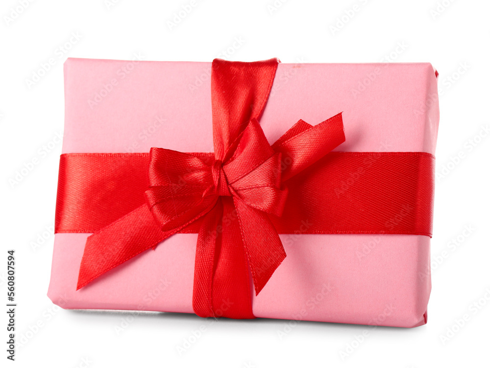 Beautiful gift for Valentine's Day celebration on white background