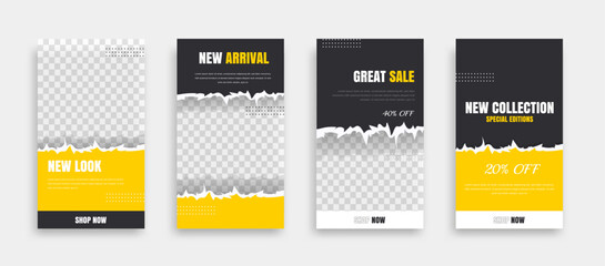 Wall Mural - set of editable minimal square banner template. background color with geometric shapes for social me