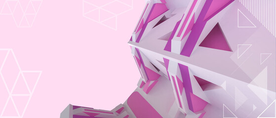 Aufkleber - 3D Abstract technology Background. Futuristic metaverse to Internet connection Business Digital for Innovation Development on purple. Inspiration, innovative, copy space, banner-3d Rendering