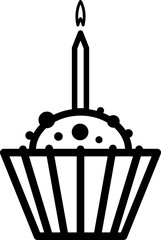 Canvas Print - Birthday cupcake icon. Burning candle flame in sweet dessert