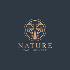 Sticker - Nature logo abstract with elegant floral ornament in a circle 