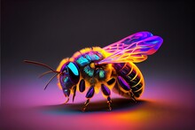 Neon Psychic Wave Bee Animal Created With Generative Ai Technology