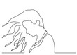 continuous line drawing girl in the wind - PNG image with transparent background