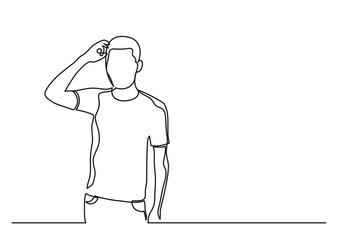 Poster - continuous line drawing frustrated man - png image with transparent background