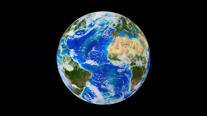 the planet earth rotates isolated by the alpha channel in seamless loop.3d earth.earth from space.