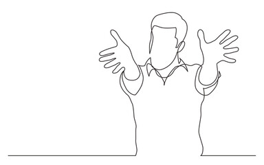 Poster - continuous line drawing standing man greeting streching hands - PNG image with transparent background