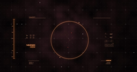 Poster - Illustration of circle, dna helix and loading bars with grid pattern against abstract background