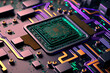 motherboard detail, technology background, futuristic computer chip manufacturing, high tech processor industry, generative ai