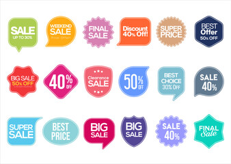 Wall Mural - Sale stickers and tags colorful collection vector illustration