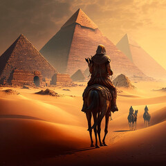 Wall Mural - Ancient Egypt with its pyramids. Generative AI.