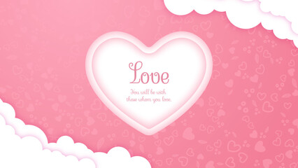 Fototapete - Pink valentines day background in paper style. Paper style valentines day greeting cards