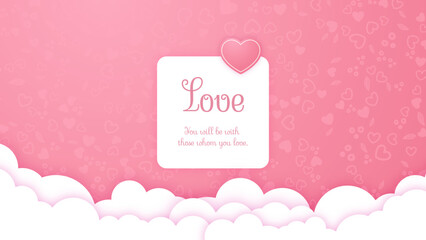 Fototapete - Pink valentines day background in paper style. Paper style valentines day greeting cards