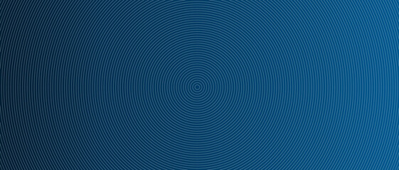 Circle lines pattern on blue background. Circle lines pattern for backdrop, brochure, wallpaper template. Realistic lines with repeat circles texture. Simple geometric background, vector illustration