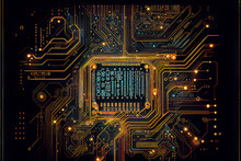 Electronic Circuit With Different Components Ideal For Technology Backgrounds, Generative AI
