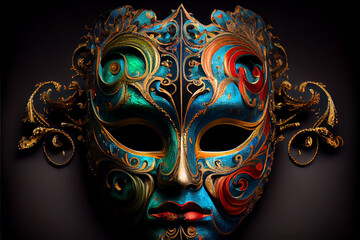 multicolored carnival mask party inspired in ancient venetian dominos, generative AI