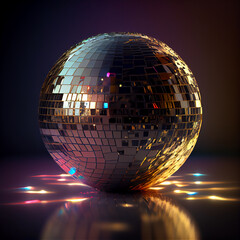 Poster - Shiny disco ball in the floor of a party, generative ia