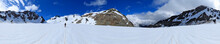 Panoramic View Of Mountain Climber Ascending Snow Dome, Mount Olympus, Washington State, USA