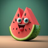 Fototapeta Panele - Cute Cartoon Watermelon Character