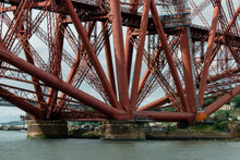 Base Of The Iconic Forth Bridge Showing The Circular Pier Foundation Supports For The Double Cantilever Tower