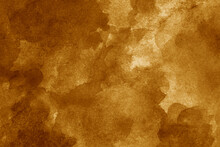 Orange Brown Abstract Watercolor. Art Background For Design. Template. Ocher Color. Spots, Daub. Grunge. Autumn.