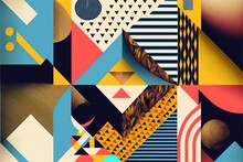 Colorful Abstract Geometric Angular Flat Vector Texture Graphics Illustration Made With Generative AI