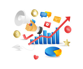 Aufkleber - Concept flat isometric 3d illustration business development campaign