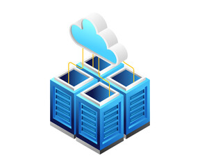 Aufkleber - Concept flat isometric 3d illustration cloud server data storage network