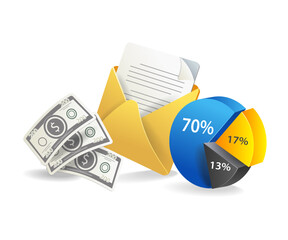 Poster - Flat isometric 3d concept illustration of email marketing business development analysis